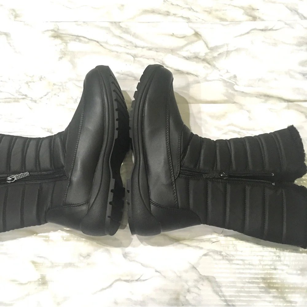 totes Women's Black Winter & Rain Tall Insulated Boots